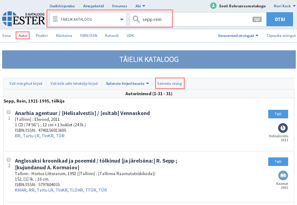 Salvestatud otsingud